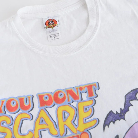 Vintage 90'S Looney Tunes White Halloween Tweety &  Sylvester Short Sleeve Tee M - Picture 11 of 12